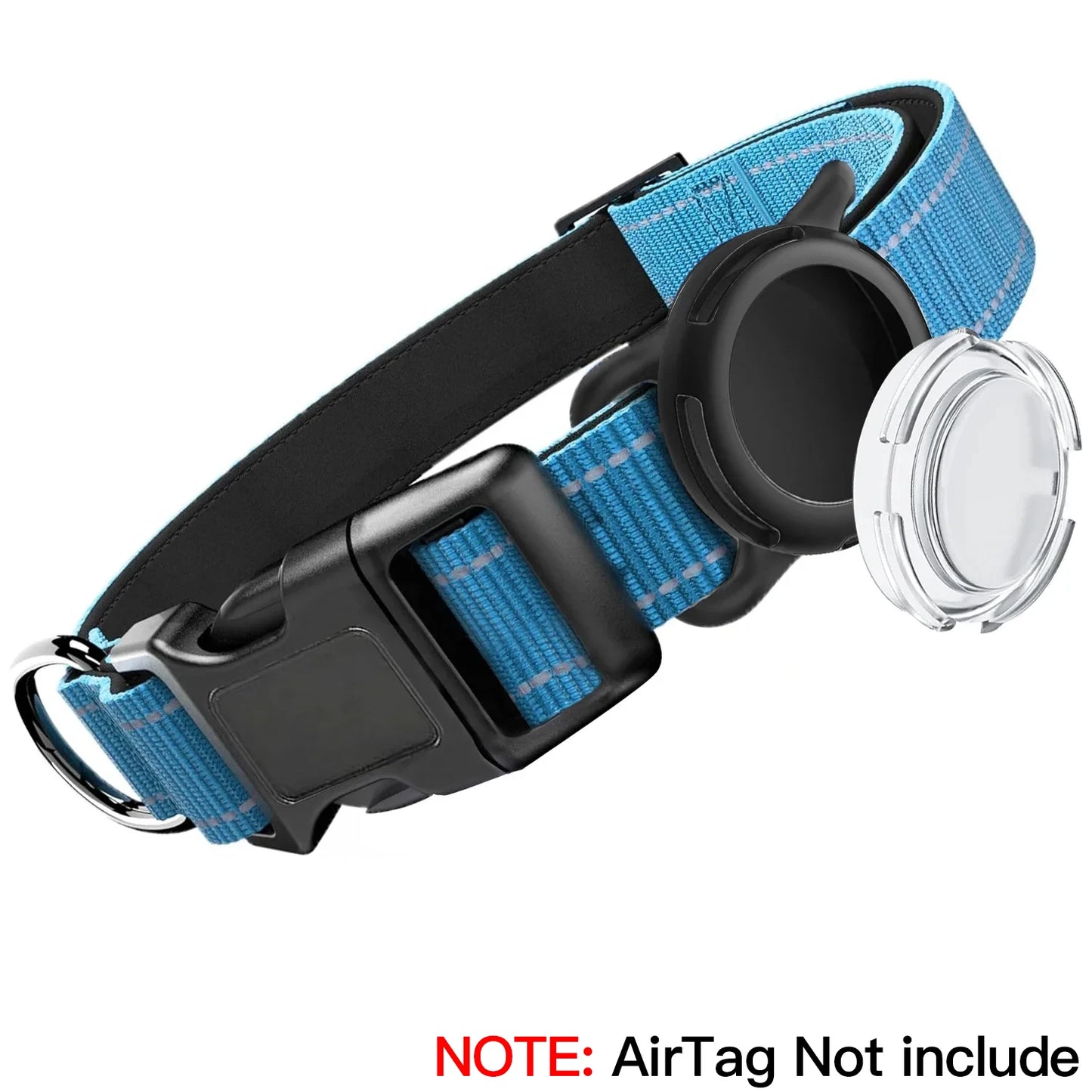 Airtag Dog Collar with Waterproof Airtag Case, Reflective Soft Padded & Safety Air Tag Pet Collar Adjustable for Large Dogs