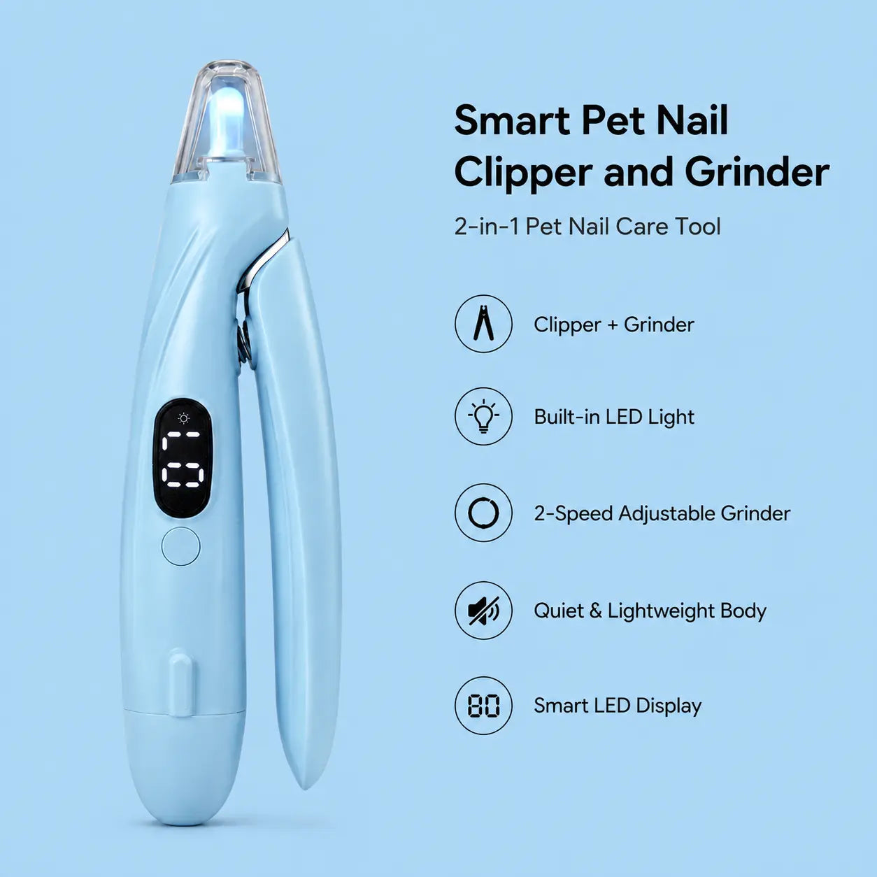 2026 Upgraded 2-In-1 Pet Nail Clipper & Grinder with Smart 2-Speed Display, Rechargeable Eco-Friendly Low Noise Pet Nail Clippers with LED Light & Nail Trapper, Professional Dog Grooming Kit for Dogs Cats #Summervibes #Petlovers