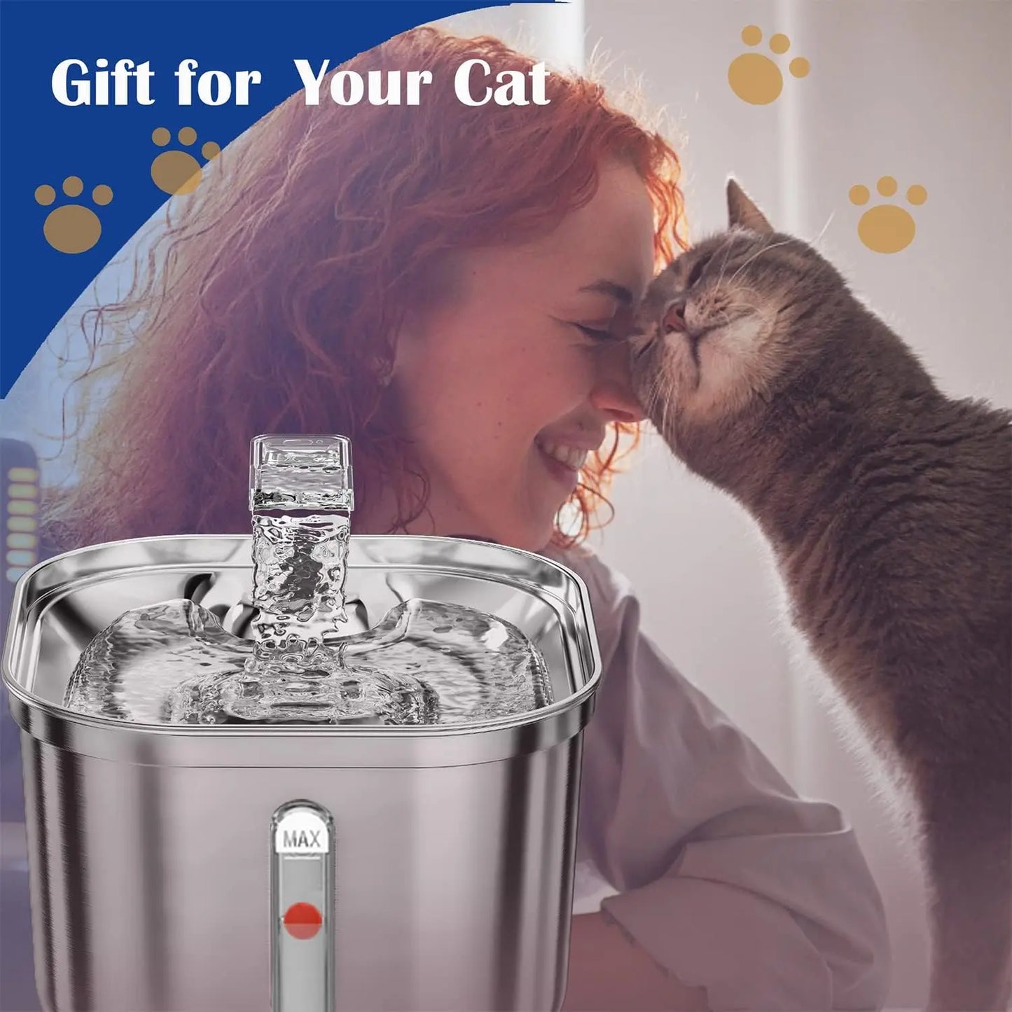 74Oz/2.2L Automatic Pet Water Fountain Dog Water Dispenser, Stainless Steel Cat Water Feeder