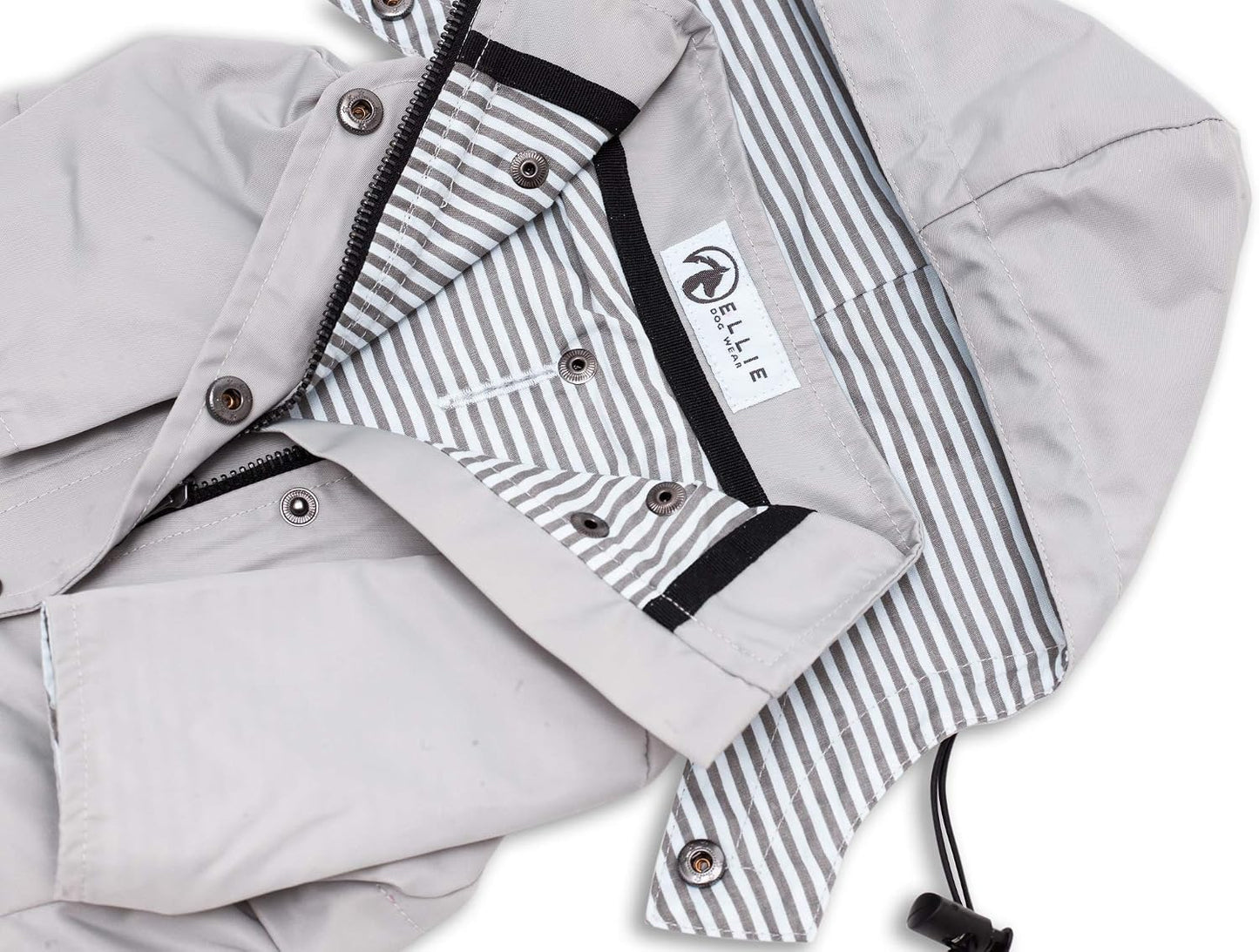 Zip up Dog Raincoats with Reflective Buttons, Pockets, Rain/Water Resistant, Adjustable Drawstring, & Removable Hood - XXS to XXL - Stylish Premium Dog Raincoats (Light Grey, Medium)