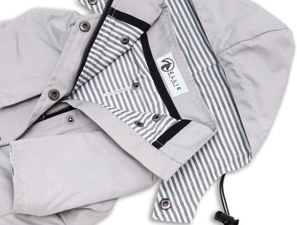 Zip up Dog Raincoats with Reflective Buttons, Pockets, Rain/Water Resistant, Adjustable Drawstring, & Removable Hood - XXS to XXL - Stylish Premium Dog Raincoats (Light Grey, Medium)