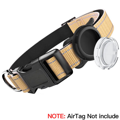 Airtag Dog Collar with Waterproof Airtag Case, Reflective Soft Padded & Safety Air Tag Pet Collar Adjustable for Large Dogs