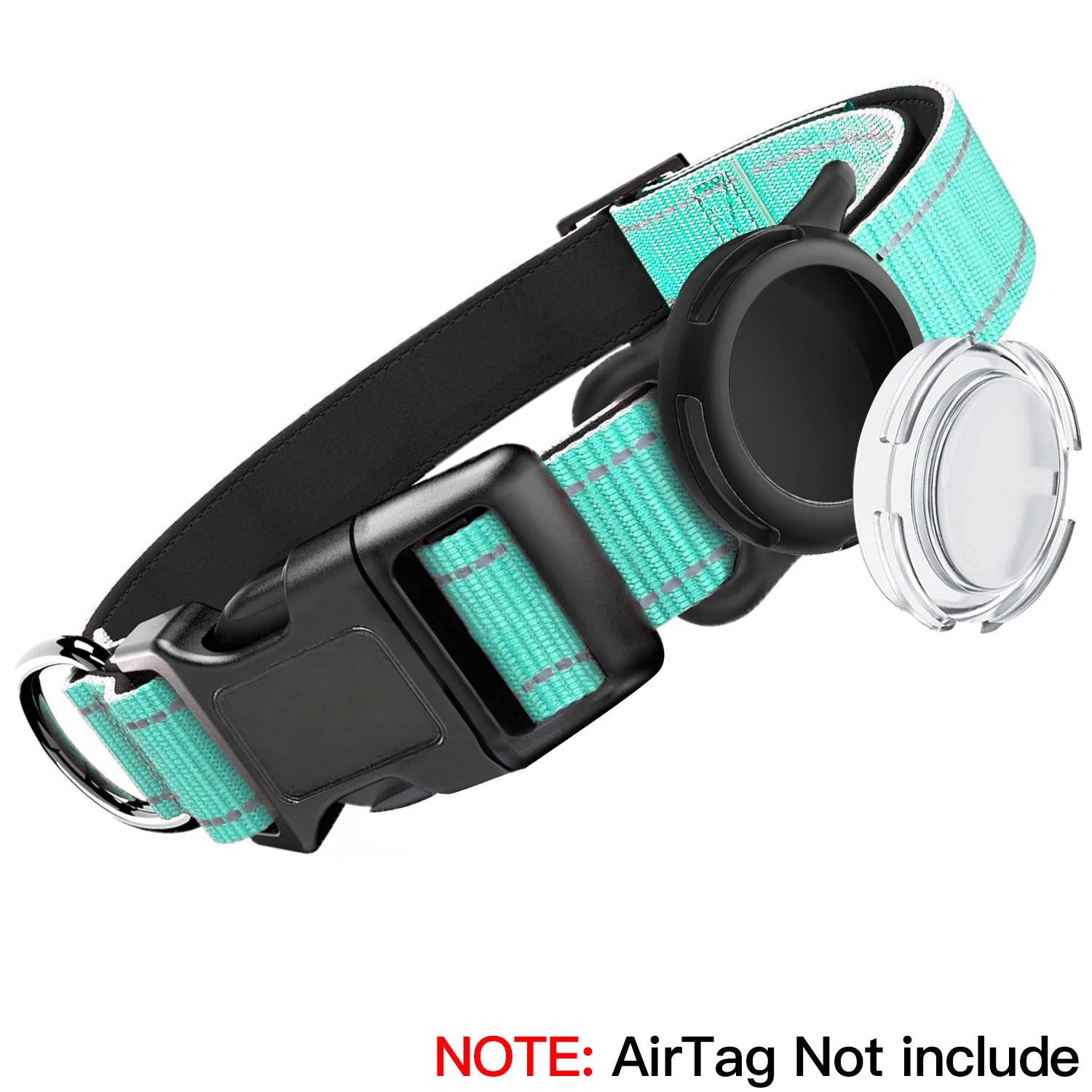 Airtag Dog Collar with Waterproof Airtag Case, Reflective Soft Padded & Safety Air Tag Pet Collar Adjustable for Large Dogs
