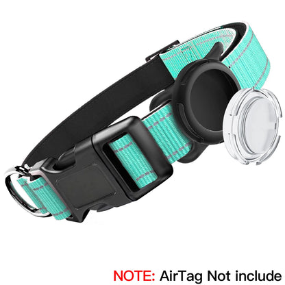 Airtag Dog Collar with Waterproof Airtag Case, Reflective Soft Padded & Safety Air Tag Pet Collar Adjustable for Large Dogs