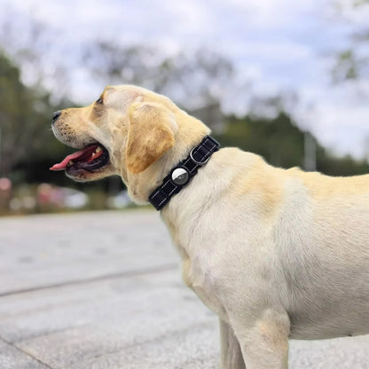 Airtag Dog Collar with Waterproof Airtag Case, Reflective Soft Padded & Safety Air Tag Pet Collar Adjustable for Large Dogs