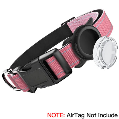 Airtag Dog Collar with Waterproof Airtag Case, Reflective Soft Padded & Safety Air Tag Pet Collar Adjustable for Large Dogs