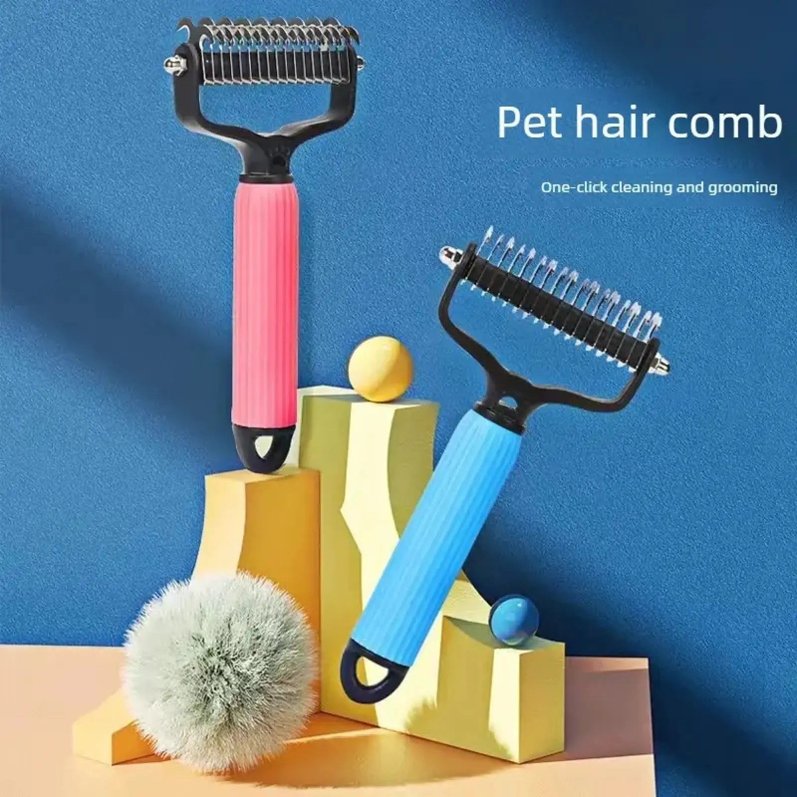 Dog Grooming Comb – Groomer Tools, Stainless Steel Double-Sided Shedding Grooming Kit, Mat-Tamer Teeth for Detangling Matted Hair, Simple Comb-In Routine for Smooth Coat Passes & Daily Maintenance