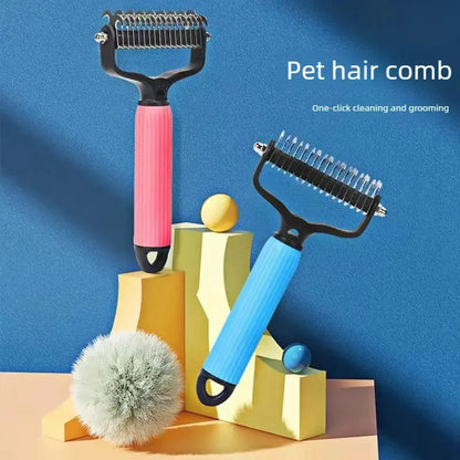 Dog Grooming Comb – Groomer Tools, Stainless Steel Double-Sided Shedding Grooming Kit, Mat-Tamer Teeth for Detangling Matted Hair, Simple Comb-In Routine for Smooth Coat Passes & Daily Maintenance